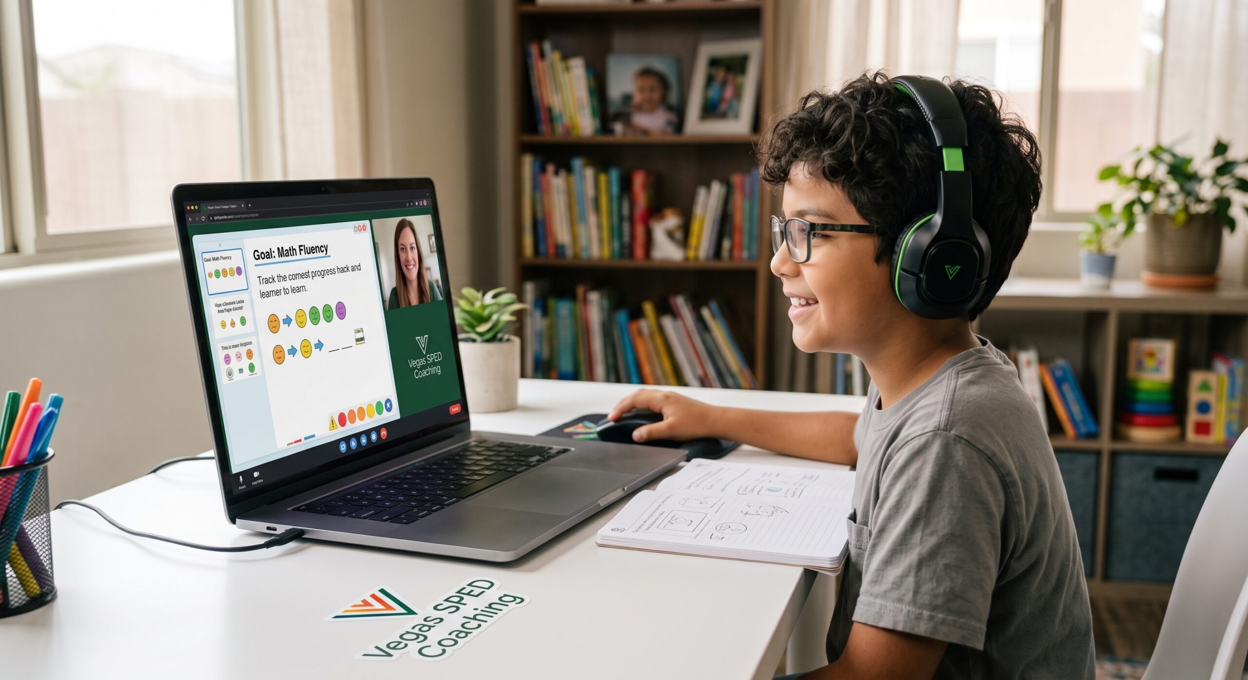 child doing online learning
